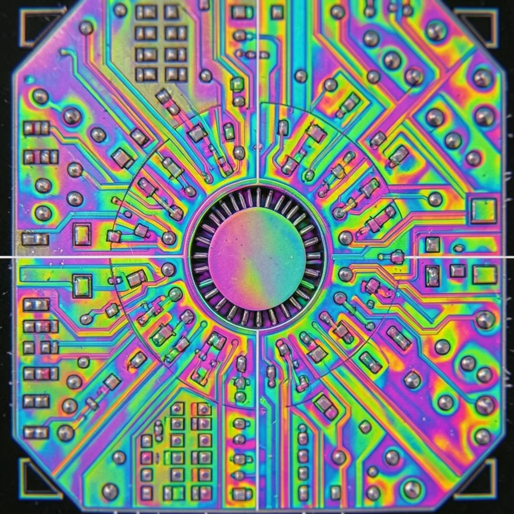 Close-up of vacuum tube pin base, circular arrangement of wire contacts