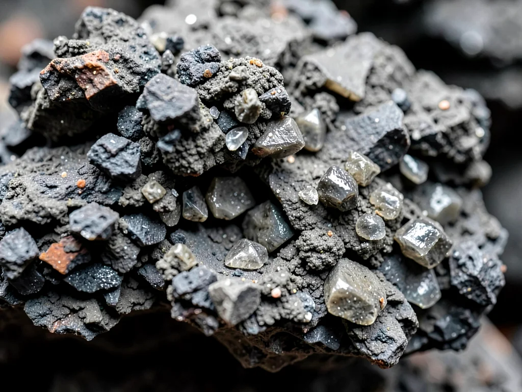 Volcanic tuff showing compressed ash texture