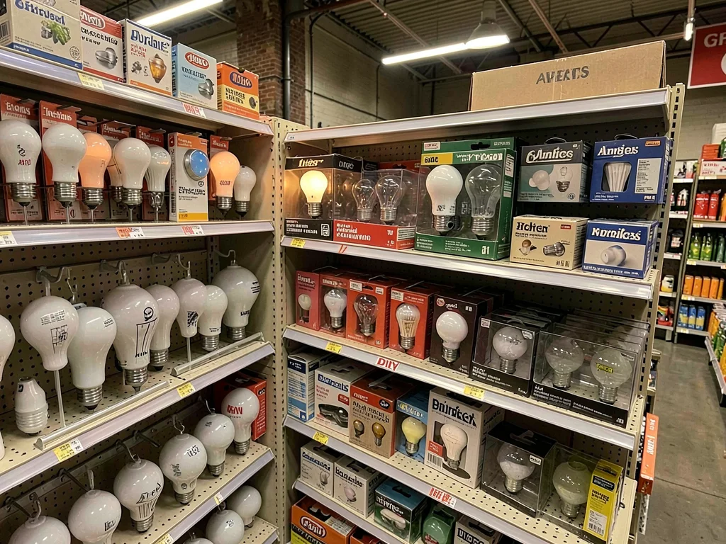 Light bulb variety, LED and incandescent and fluorescent, lumens and warmth opti
