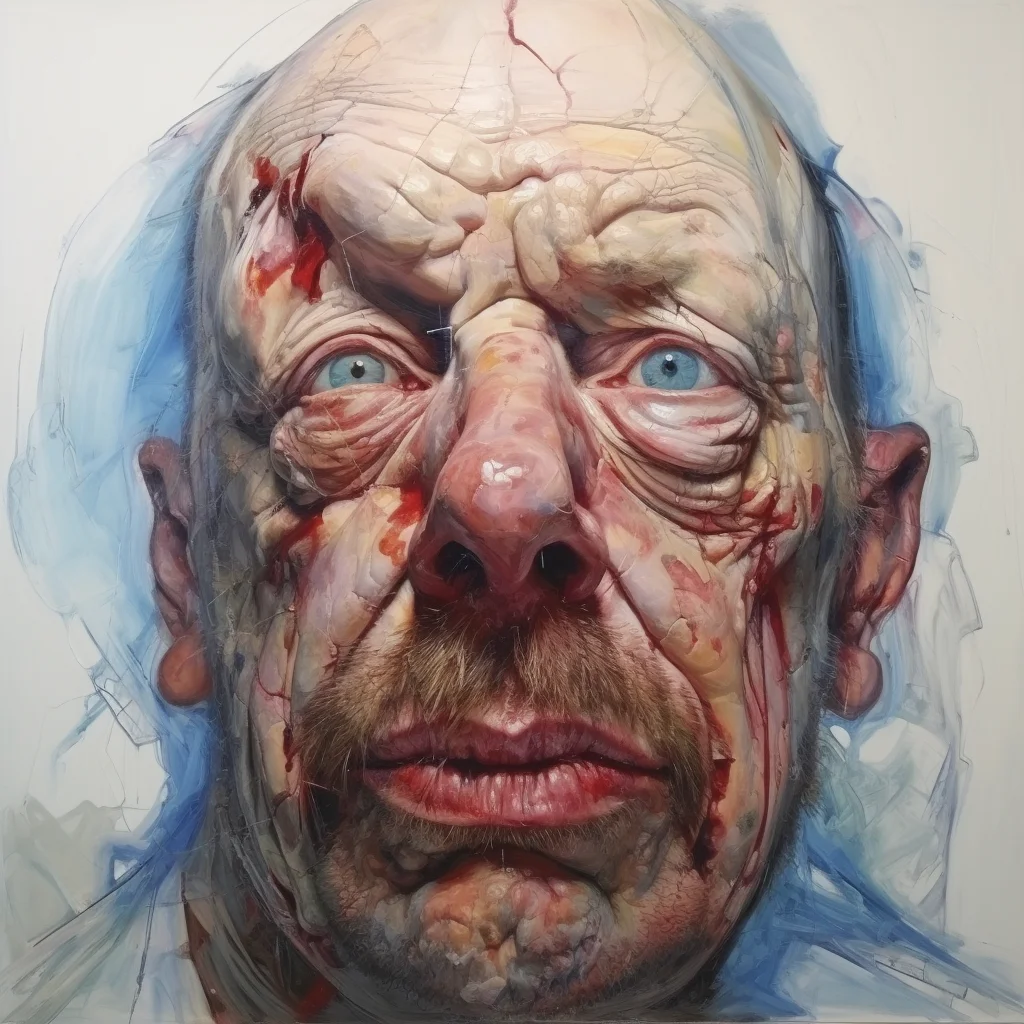 Painting portrait by Jenny Saville. homer simpson