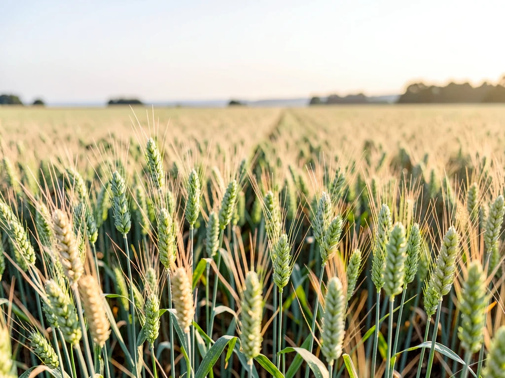 Wheat flowering stage in soft green