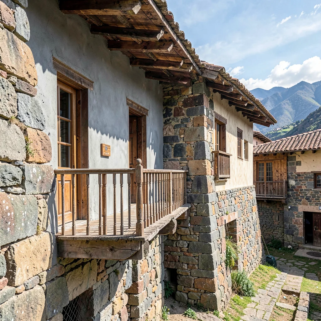 Cusco Inca-colonial interface, stone empire dialogue, A colonial wooden balcony 