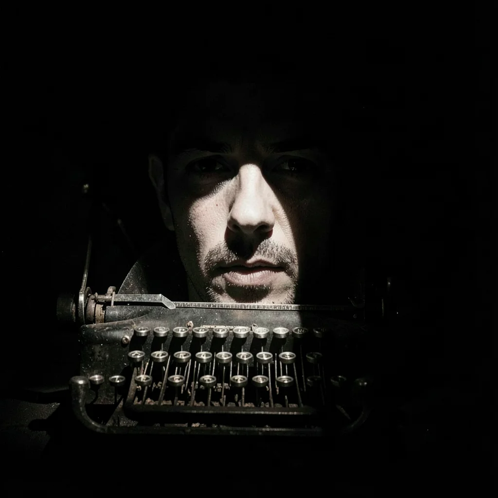 Typewriter keys in spotlight