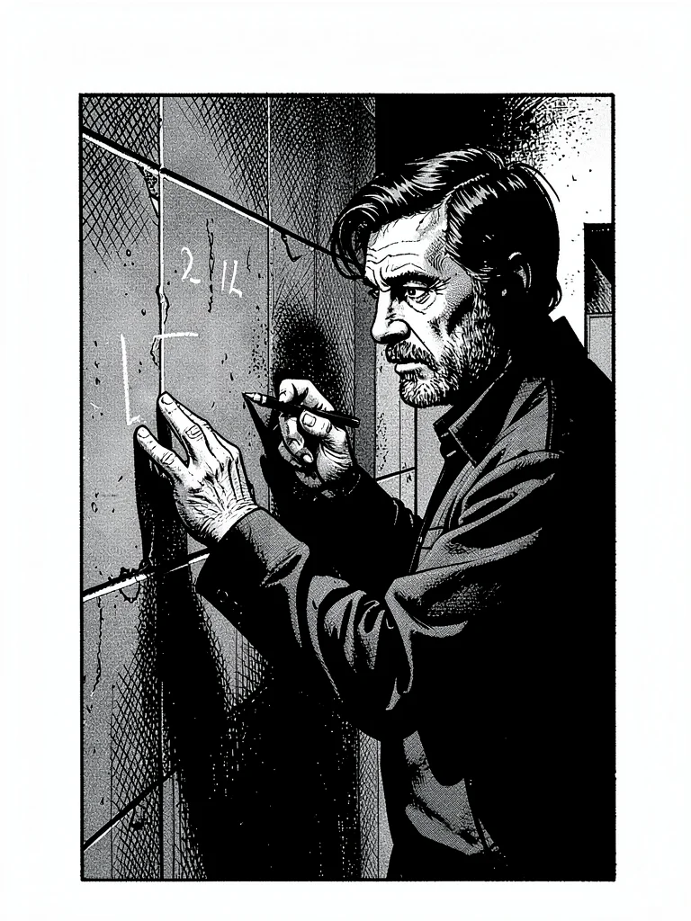 Prisoner writing on cell wall