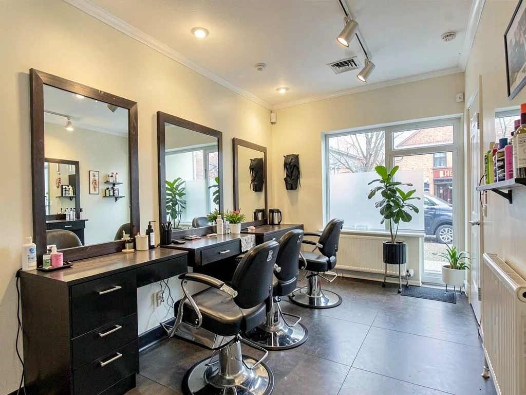 Hair salon interior with mirrors