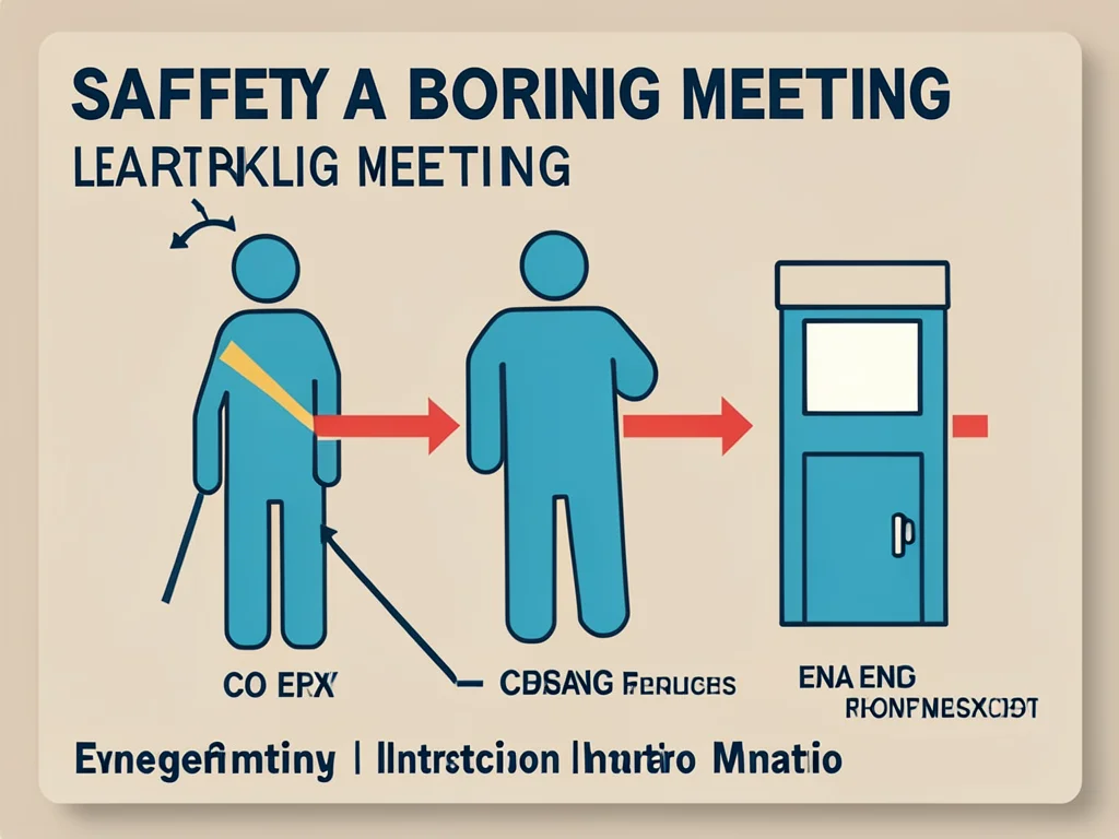 An evacuation route diagram for leaving a boring meeting, showing three emergenc