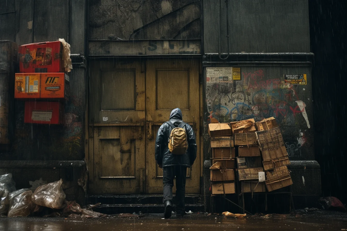 The Last Mile A delivery person face obscured by the