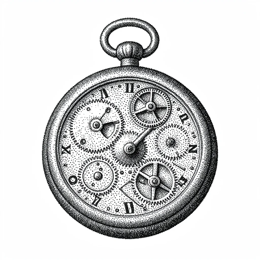 Pocket watch gears stippled