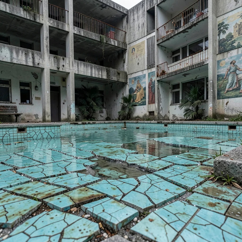 Cracked Turquoise Pool Mosaic Tile Detail