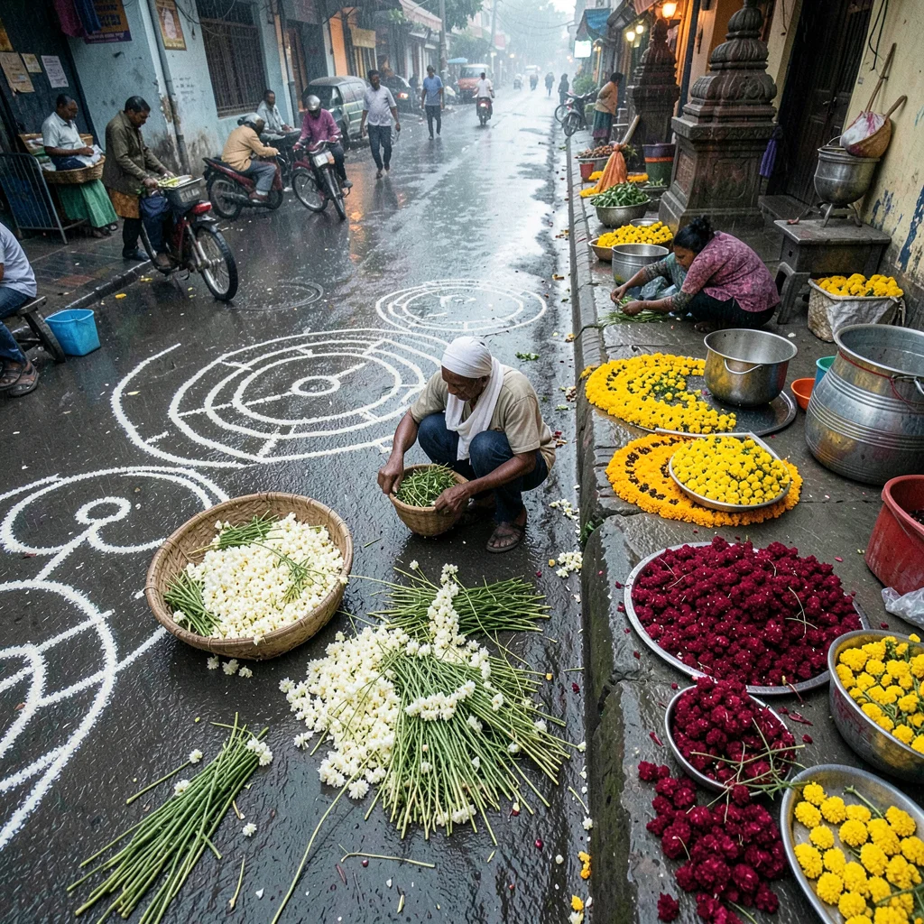 Jasmine flower vendor morning