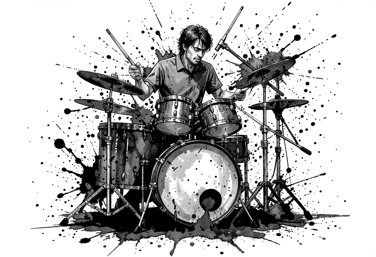 Drummer performance splatter