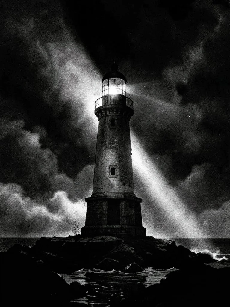Lighthouse beam in fog