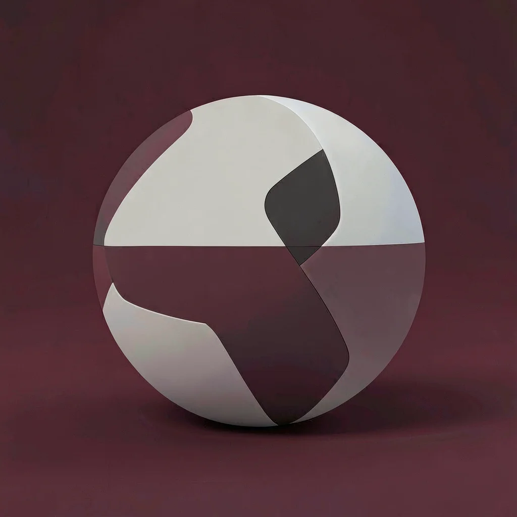 Flat-color hero of a single medicine ball as a bold sphere on a deep maroon grou