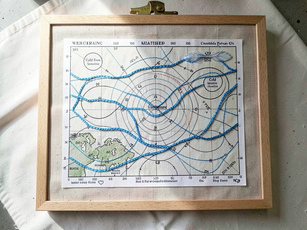 Completed Weather Map — Full Embroidered Panel