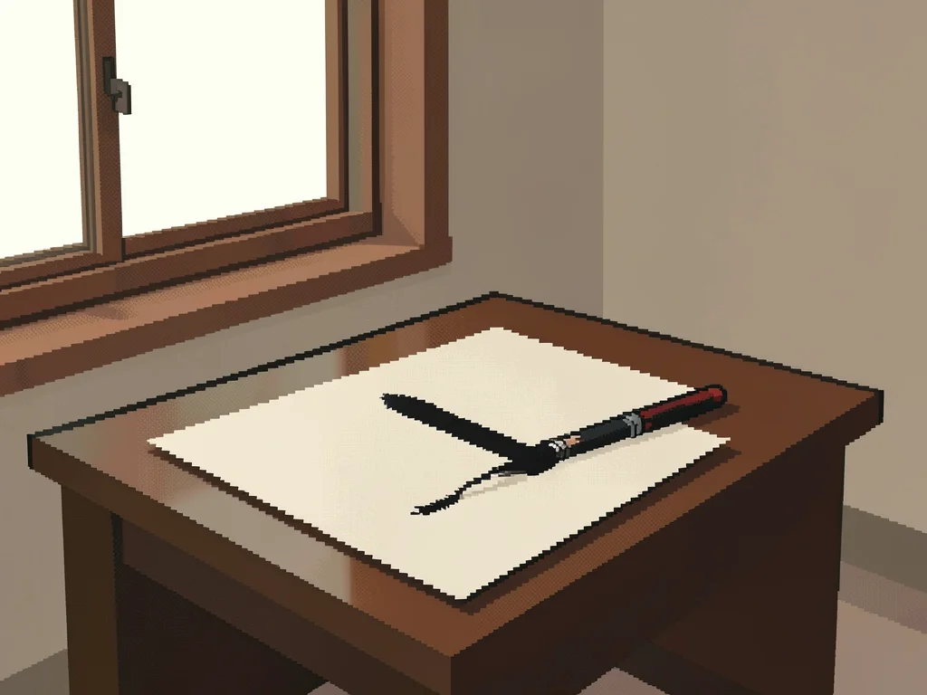 Handmade paper laid on a low writing desk near a sliding window with one ink bru