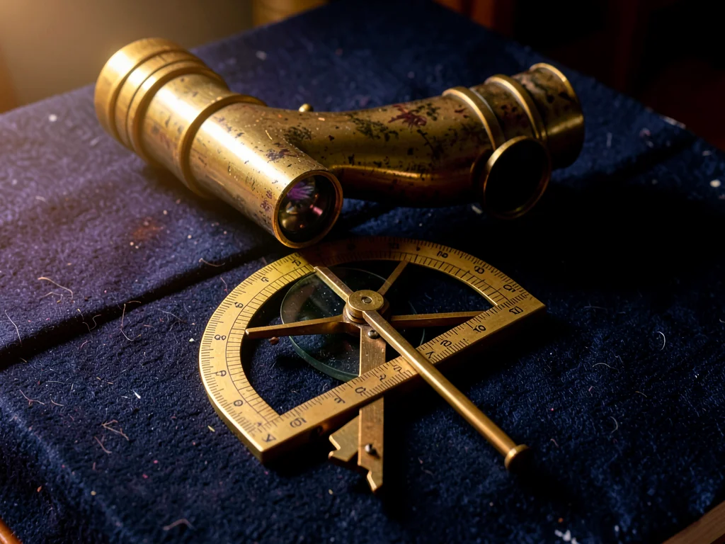 Brass Sextant Graduated Arc Micrometer Drum Navy Felt