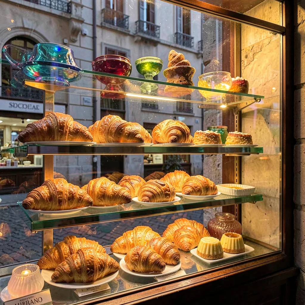 Through the lens of Venetian glass-making, molten luminosity, A bakery window di