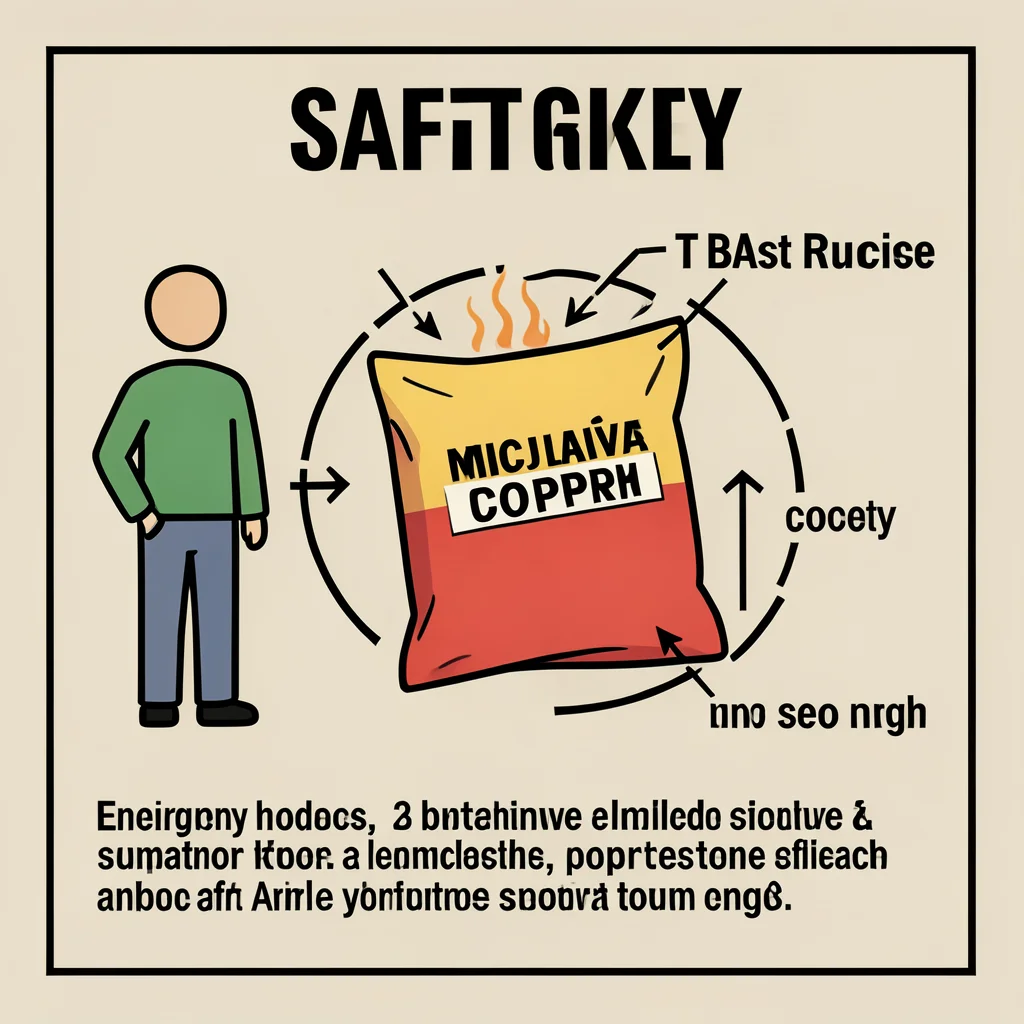 A diagram showing the blast radius of a microwave popcorn bag left thirty second