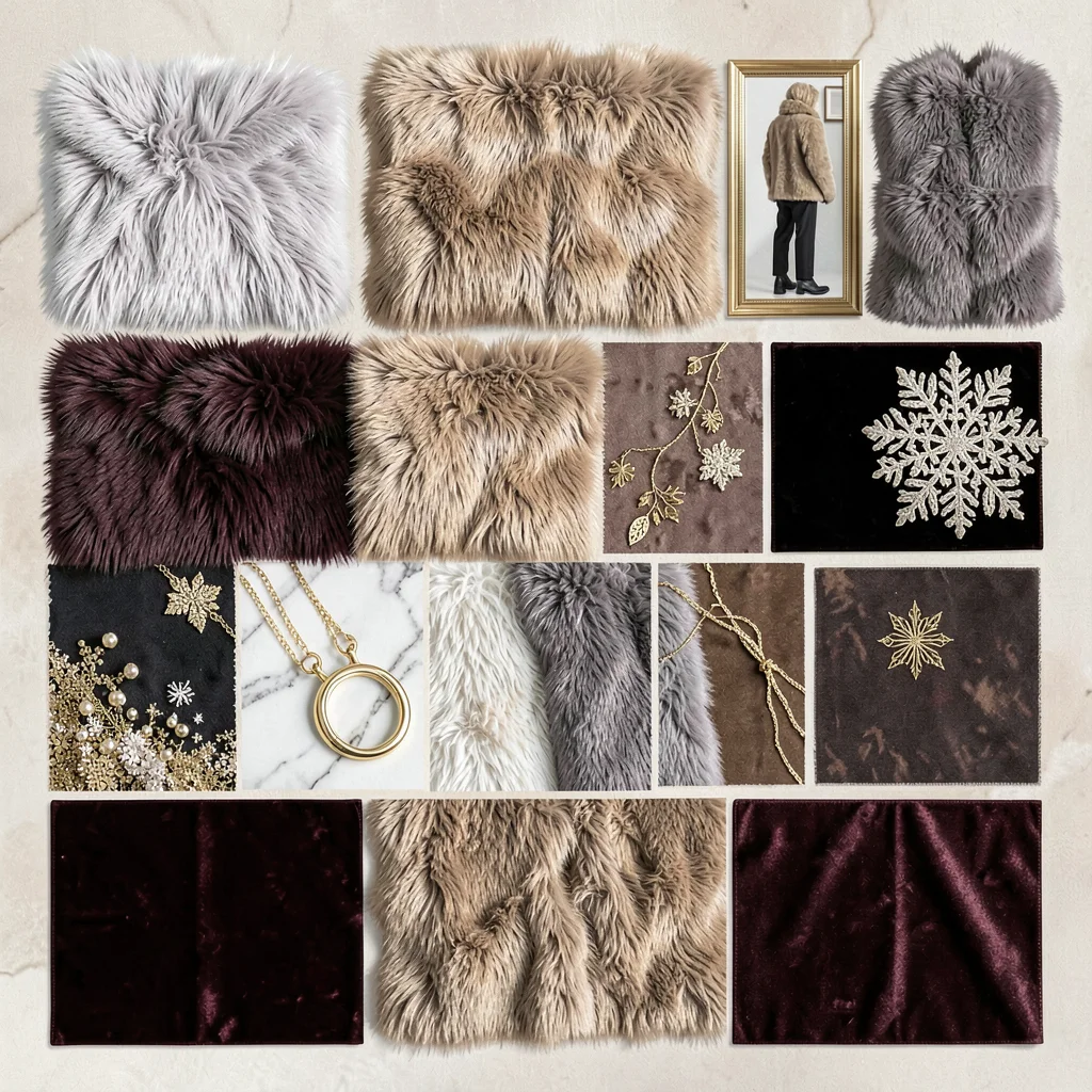 Winter luxe fur velvet gold