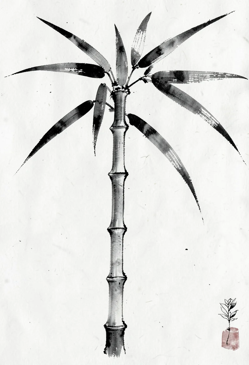 Bamboo stalk sumi-e