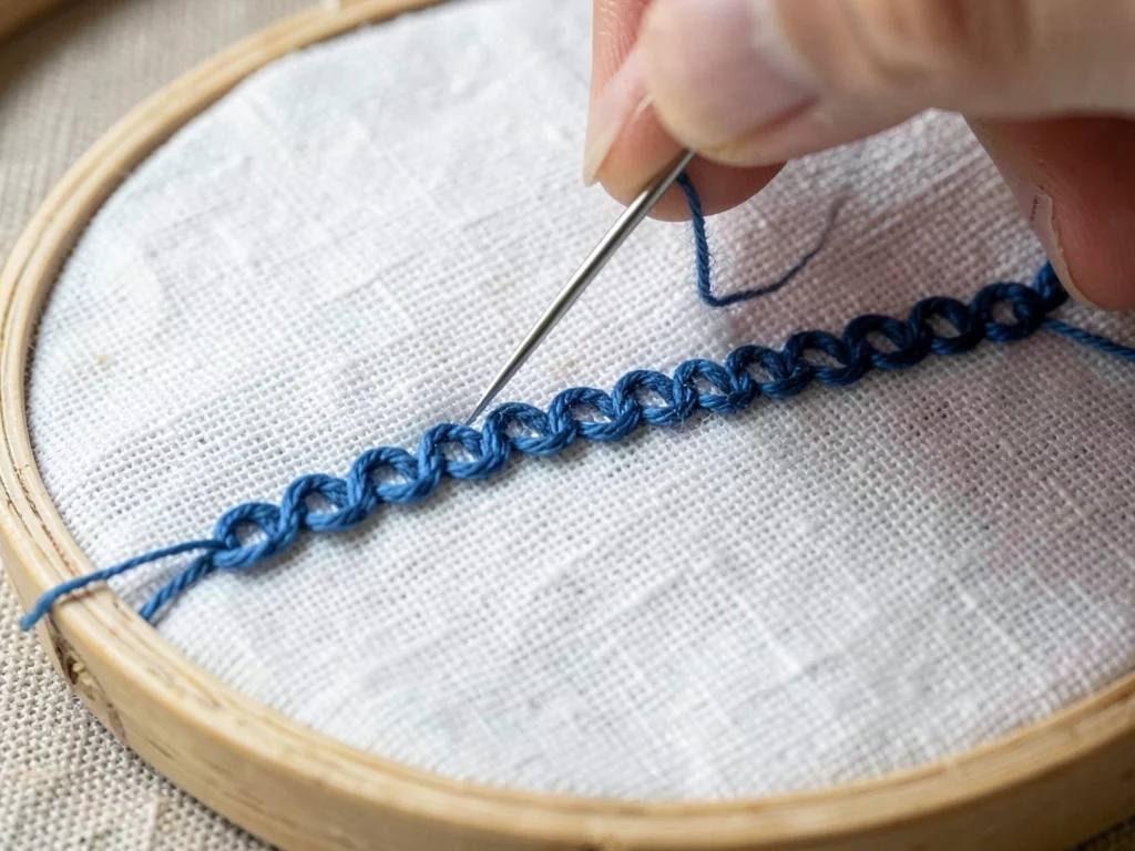 Chain Stitch Linked Loops in Cobalt Blue