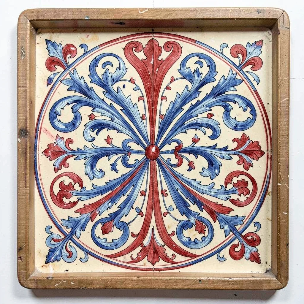 Scandinavian rosemaling illustration, a medallion with radiating acanthus scroll