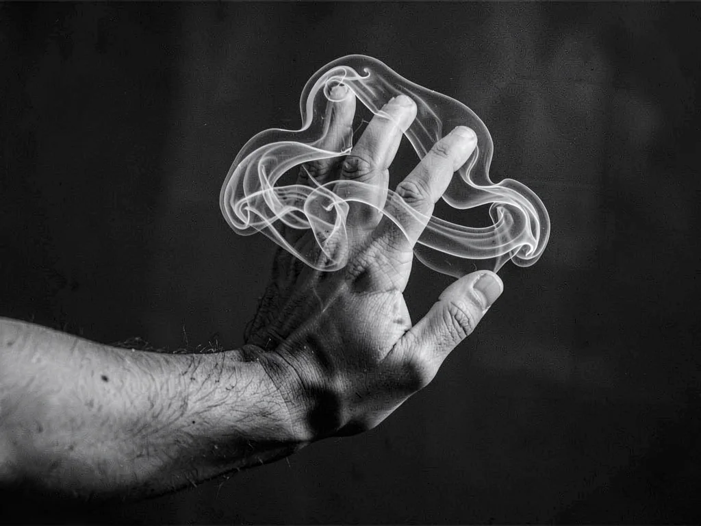 Air current around hand showing finger-induced vortices