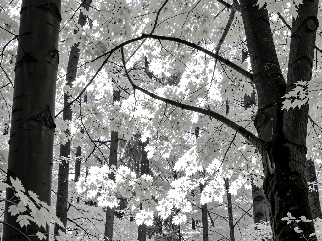 Forest glowing white foliage
