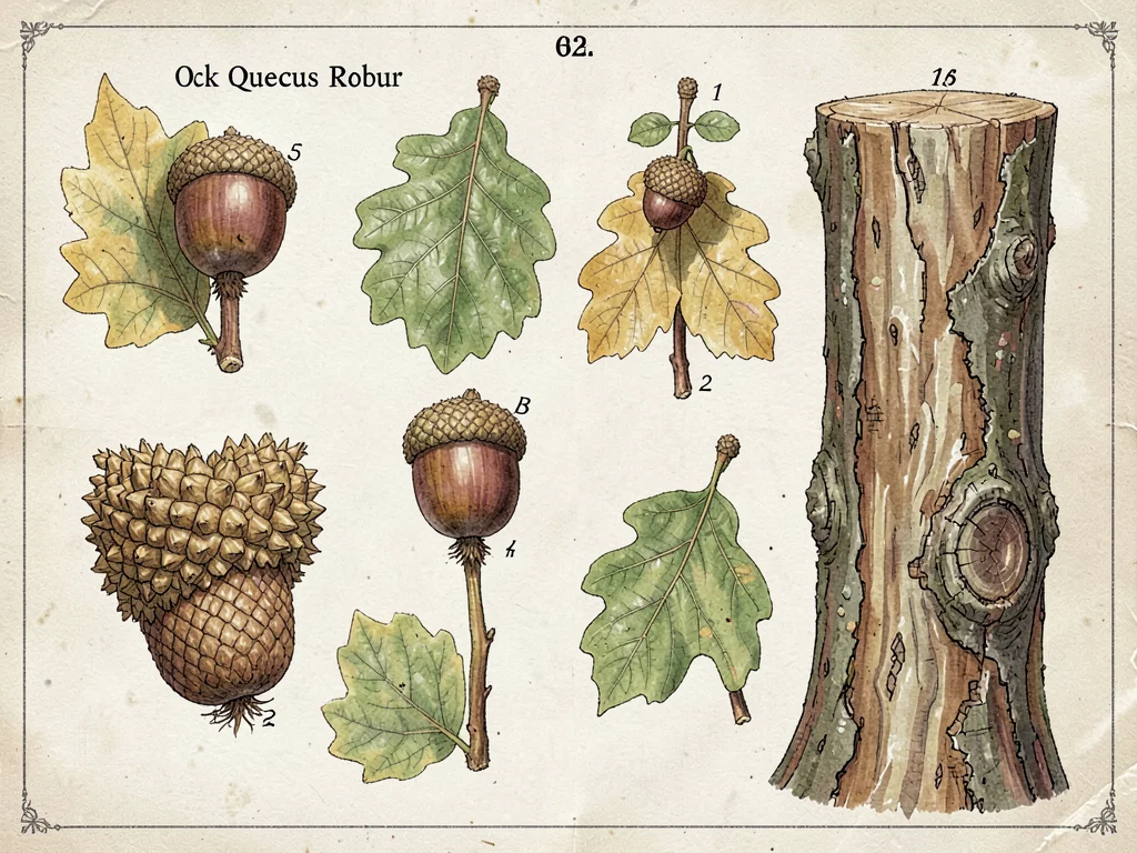 Quercus robur oak botanical plate