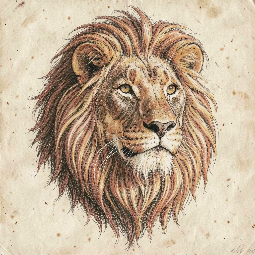 Lion head with mane texture