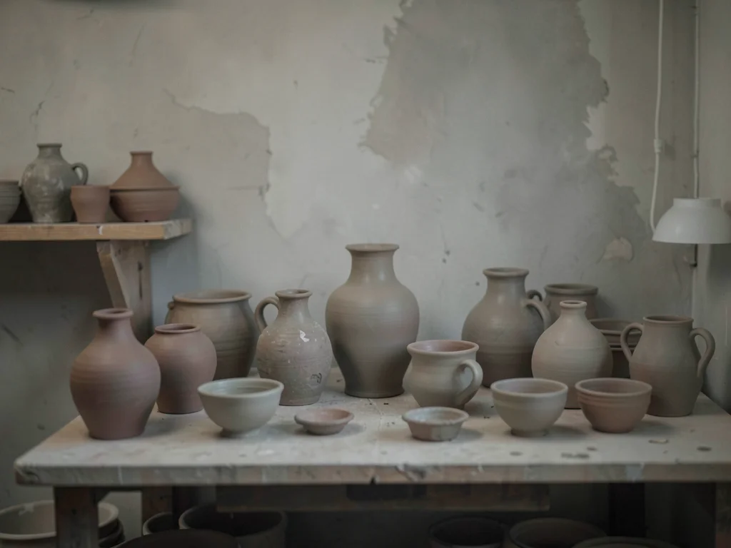 Ceramics studio with pottery