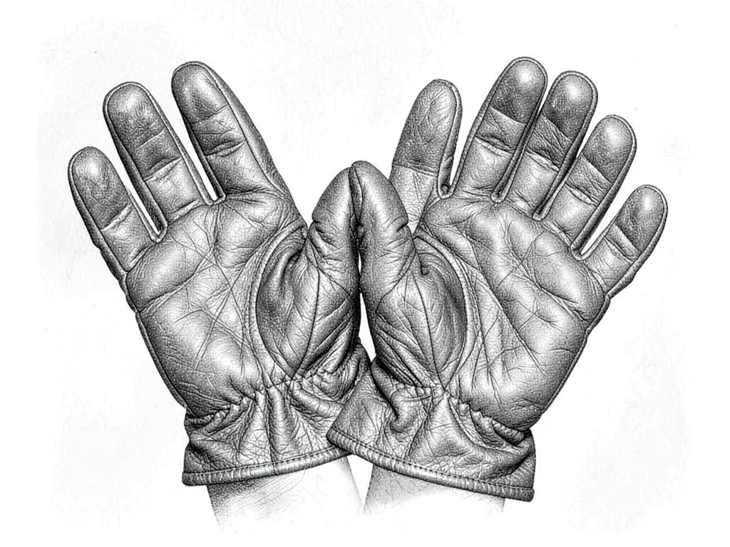 Leather gloves with detailed texture