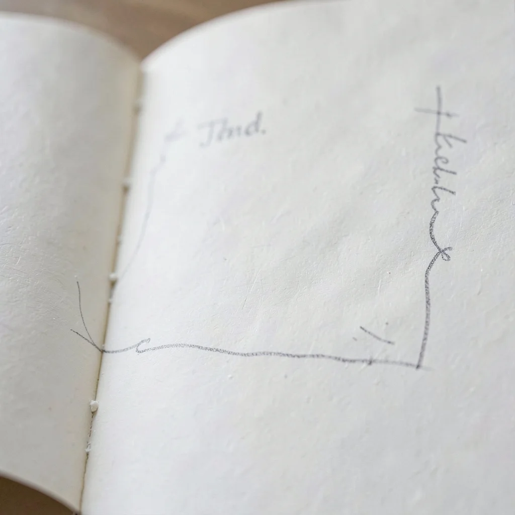 Macro of a single open page with margin annotations in pencil (no readable text)