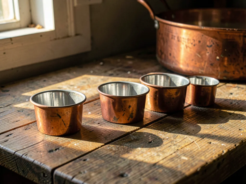 Copper Canelé Molds in a Row