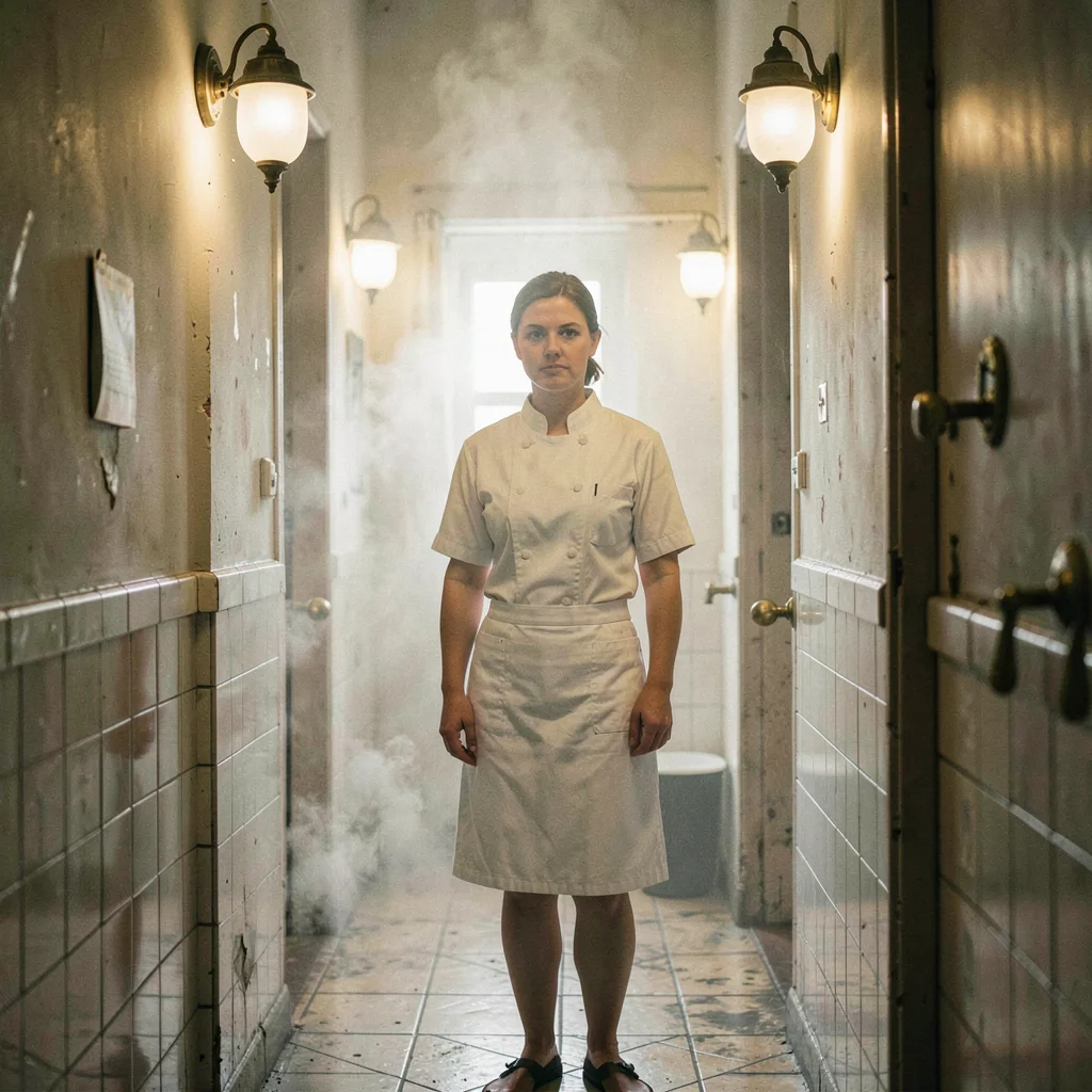 Humid atmospheric scene, Central European grandeur, Portrait of bath attendant i