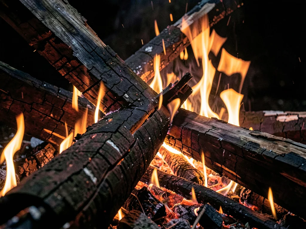 Ash pattern where log has collapsed