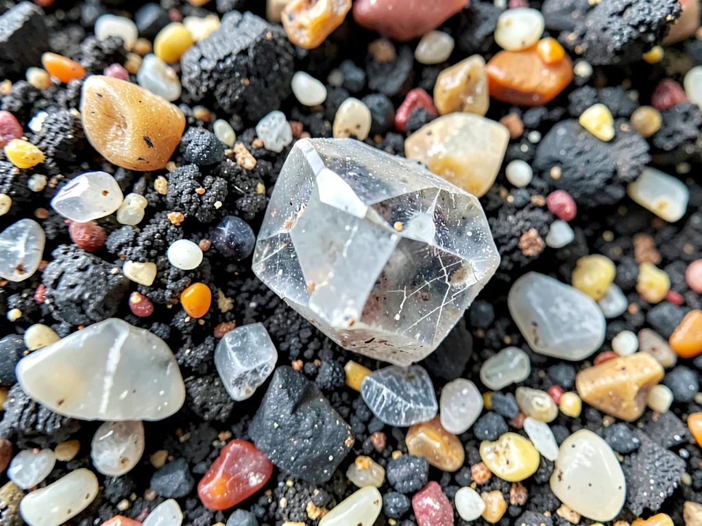 Quartz grain showing crystal faces