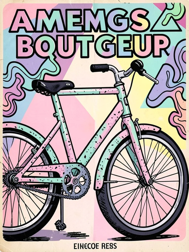 Bicycle Memphis redesign, asymmetric frame, terrazzo fenders, pastel chain guard