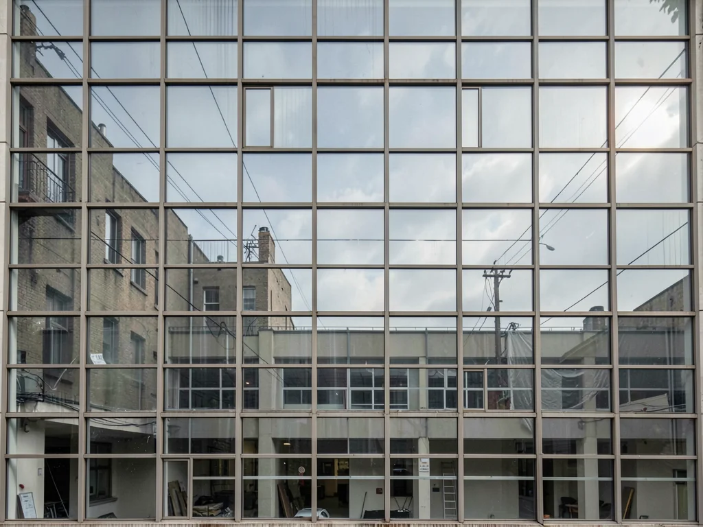 Factory window industrial grid