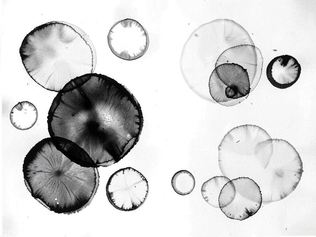 Multiple drops creating overlapping patterns