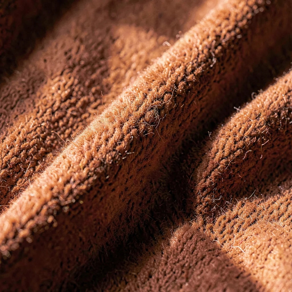Helmar-mineralcut macro of heavyweight cotton fleece interior in dusty terracott