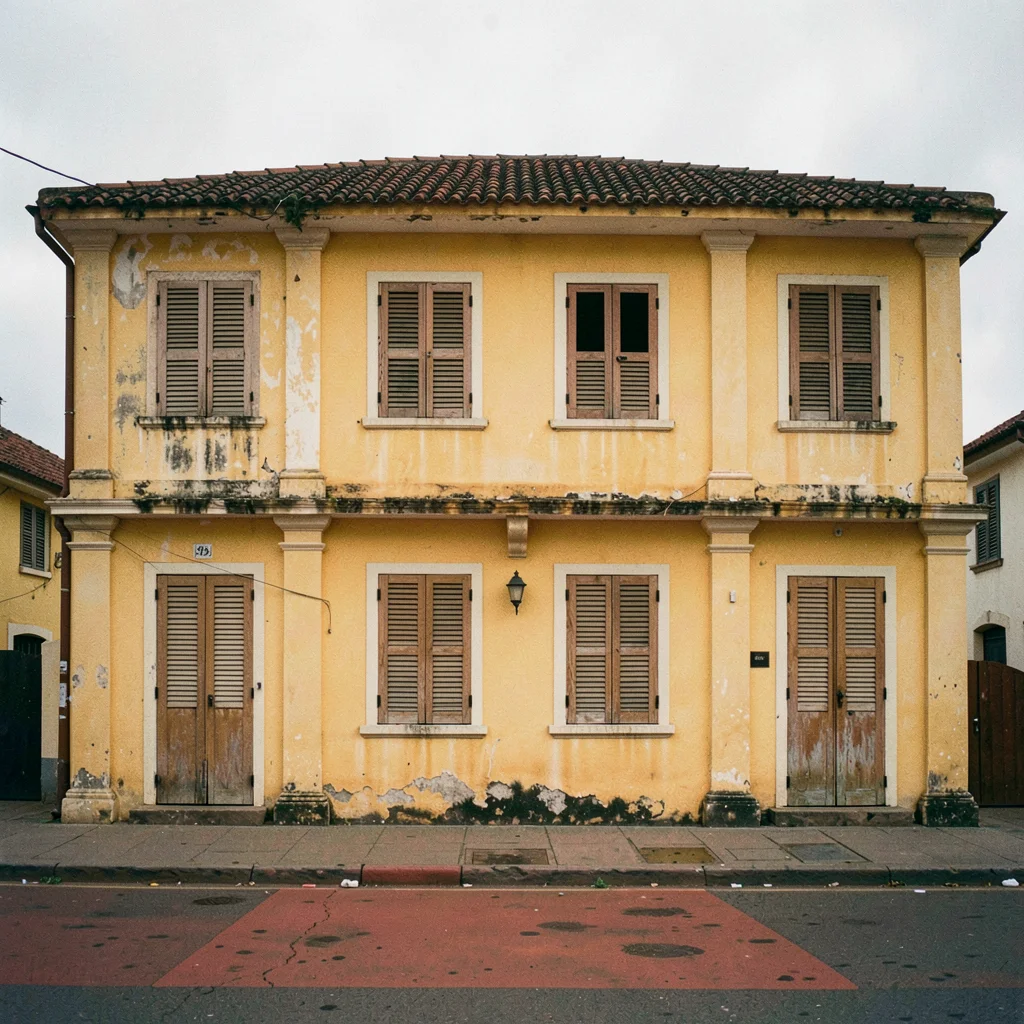 Overcast flat light in Accra, Ghana turning surfaces into pure color fields, Two
