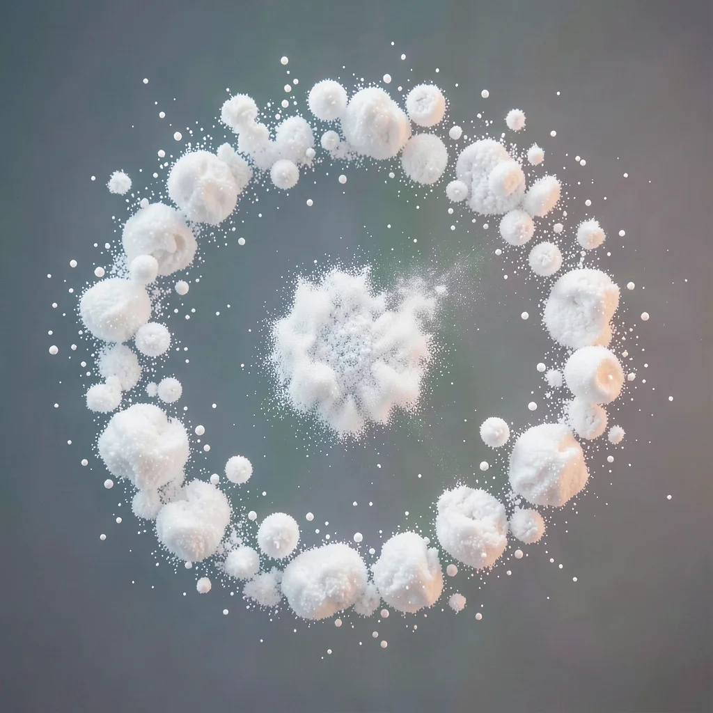 Baby powder scent visualized as soft white floating circular particles