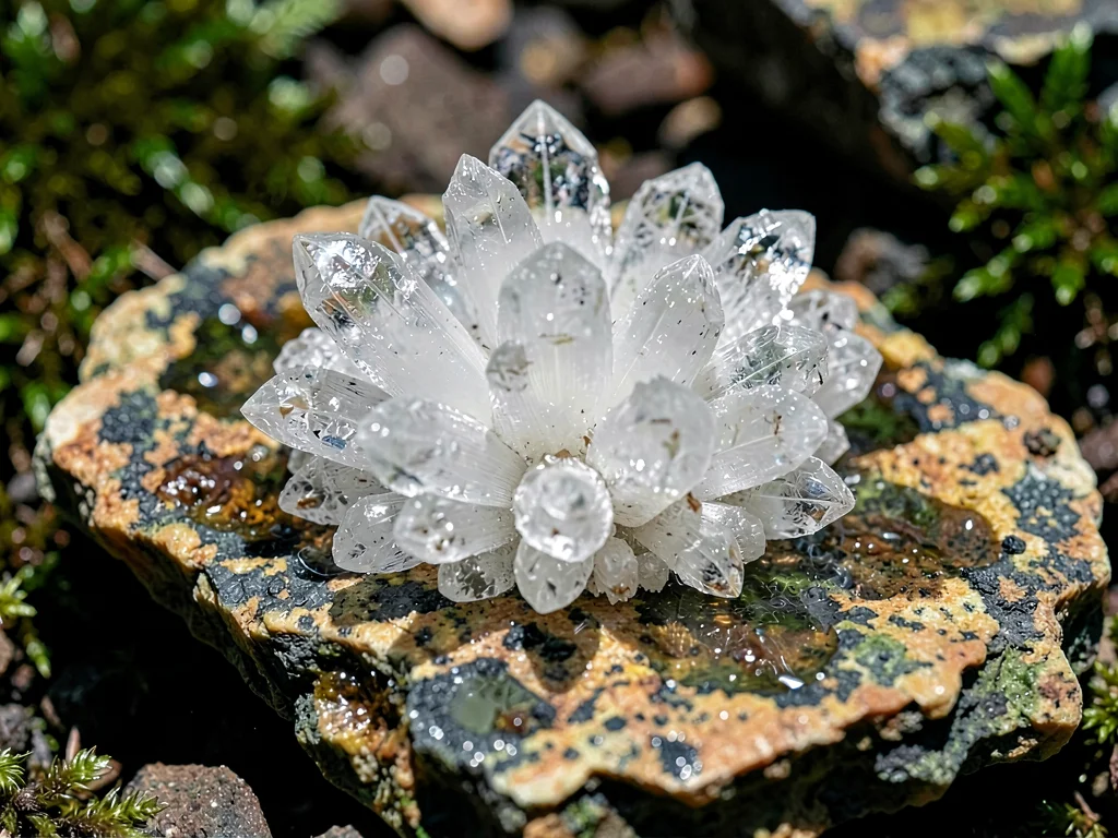 Crystal cluster on rock matrix natural