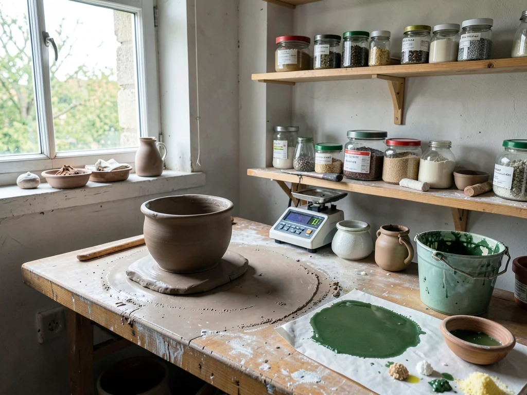 Glaze Chemistry Workspace with Scales