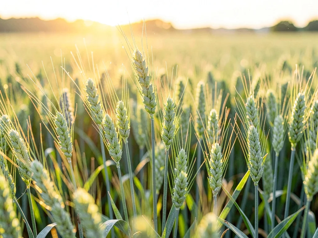 Wheat flowering stage in soft green