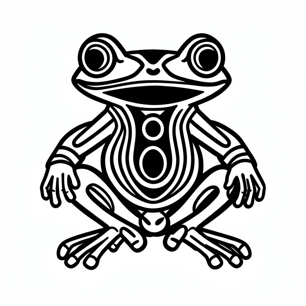 Frog — crouching, symmetrical flanking legs, dorsal ovoid, round mouth