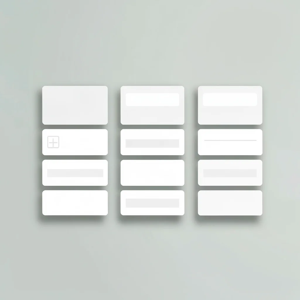 Flat clean ATS-pipeline UI on a soft sage surface, horizontal kanban columns of 
