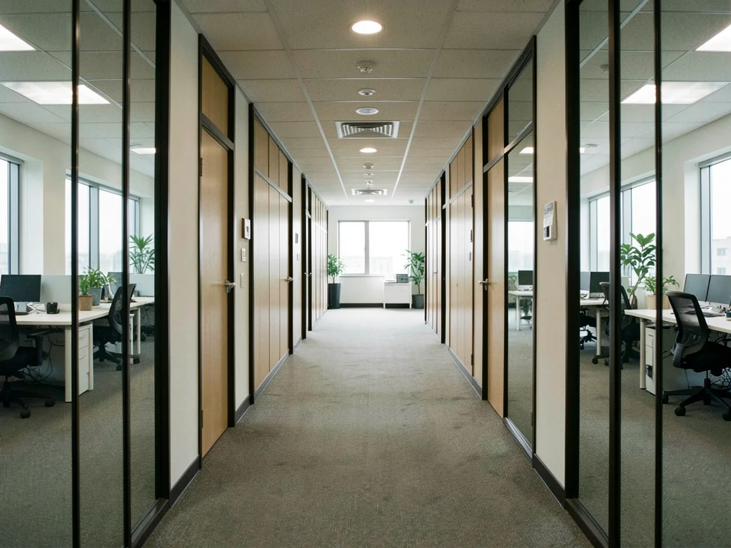 Office corridor centered view