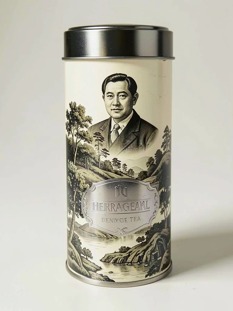 Oolong Caddy Painted Enamel Landscape